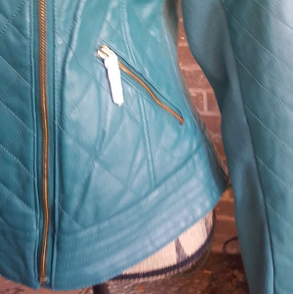 IMANgenuine leather teal green jacket Size S - Picture 3 of 14